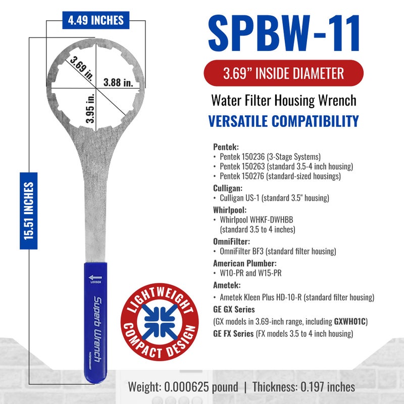 Superb Wrench SPBW-11 Heavy Duty Metal Water Filter Wrench (3.69 inch Inside Diameter) - Image 5